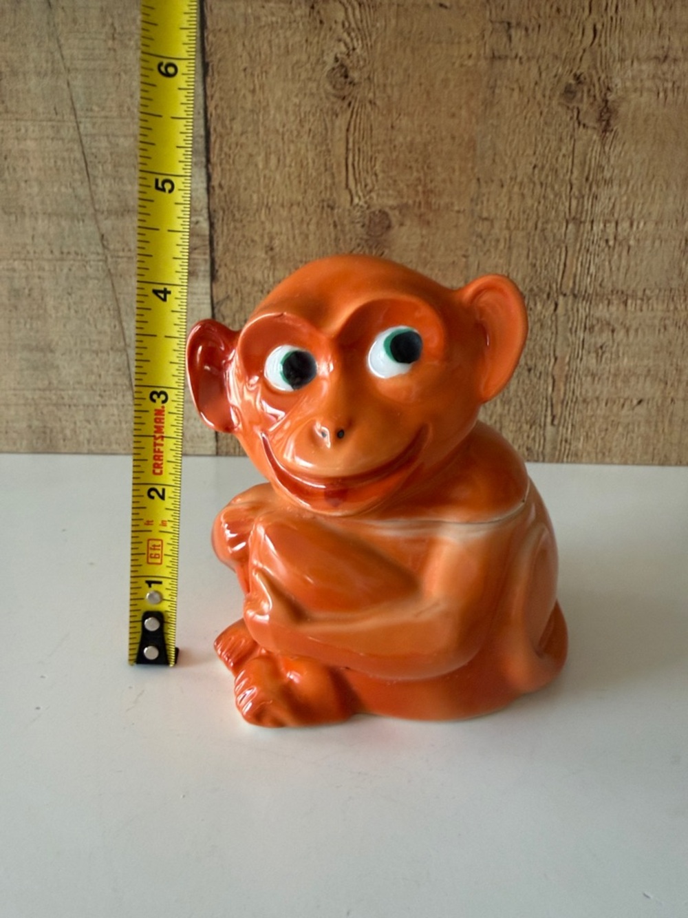 Vintage 1940’s Hand Painted Orange Ceramic Monkey Sugar Bowl 🐵🐒 - Picture 9 of 11